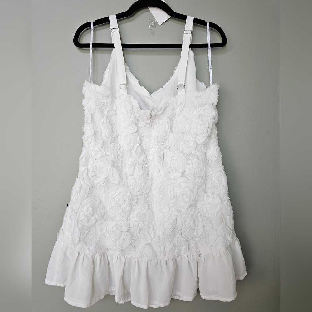 Lulus Aesthetic Delight White Sleeveless Rosette Embroidered Shift Mini Dress XL - Picture 10 of 11
